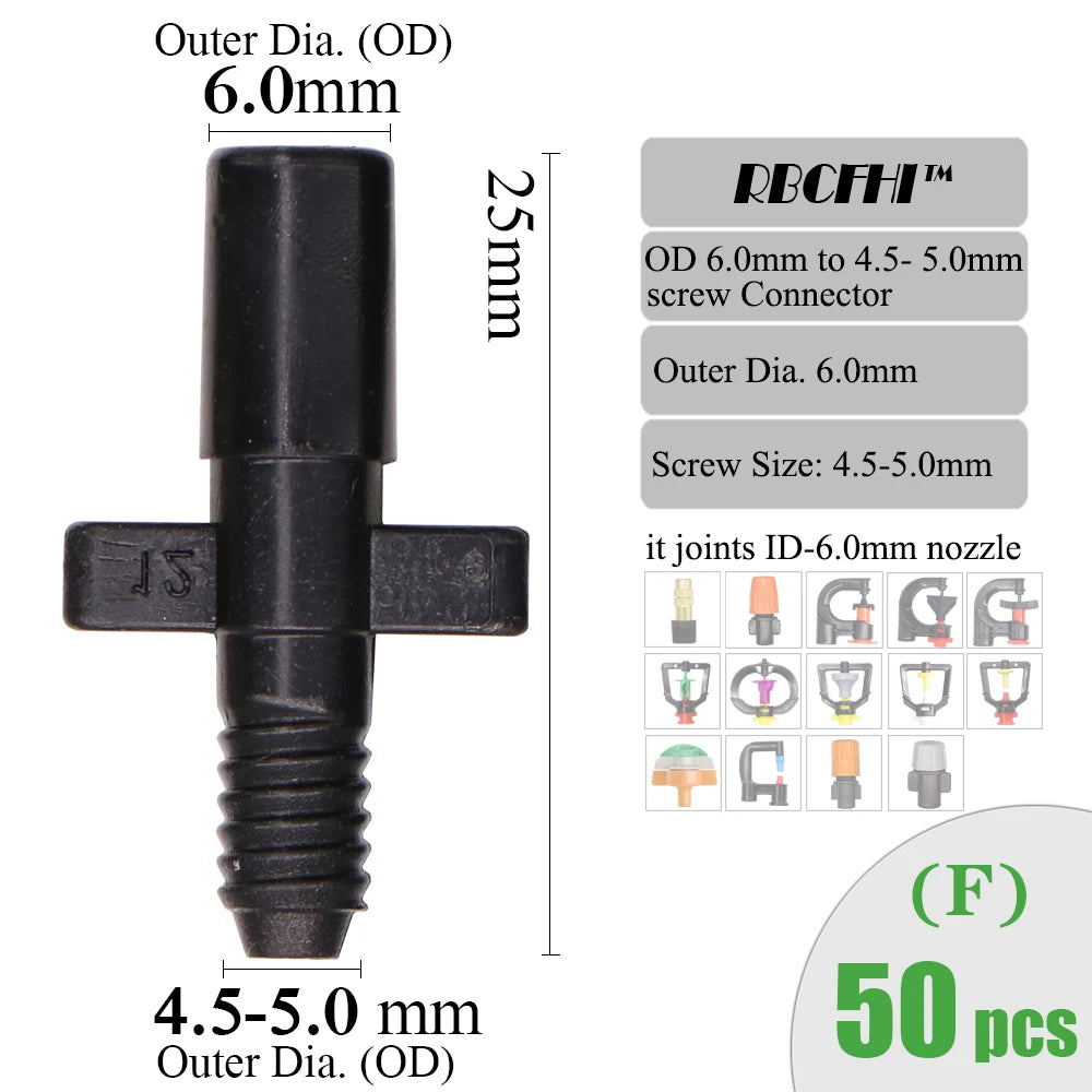 RBCFHI Garden Irrigation Connectors Barbed Single Double Tee Elbow Drip Arrow Cross Coupling Watering Fitting For 3/5 4/7mm Hose