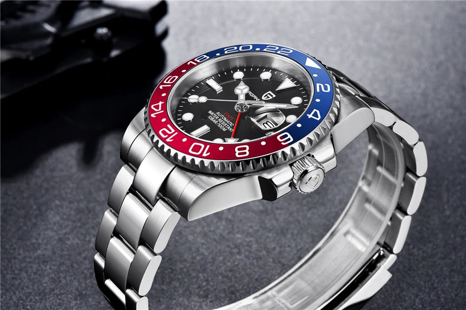 PAGANI DESIGN 2026 40MM Luxury Men GMT Automatic Machinery Watch Ceramic Bezel Jubilee Strap Sapphire Waterproof Watches for men