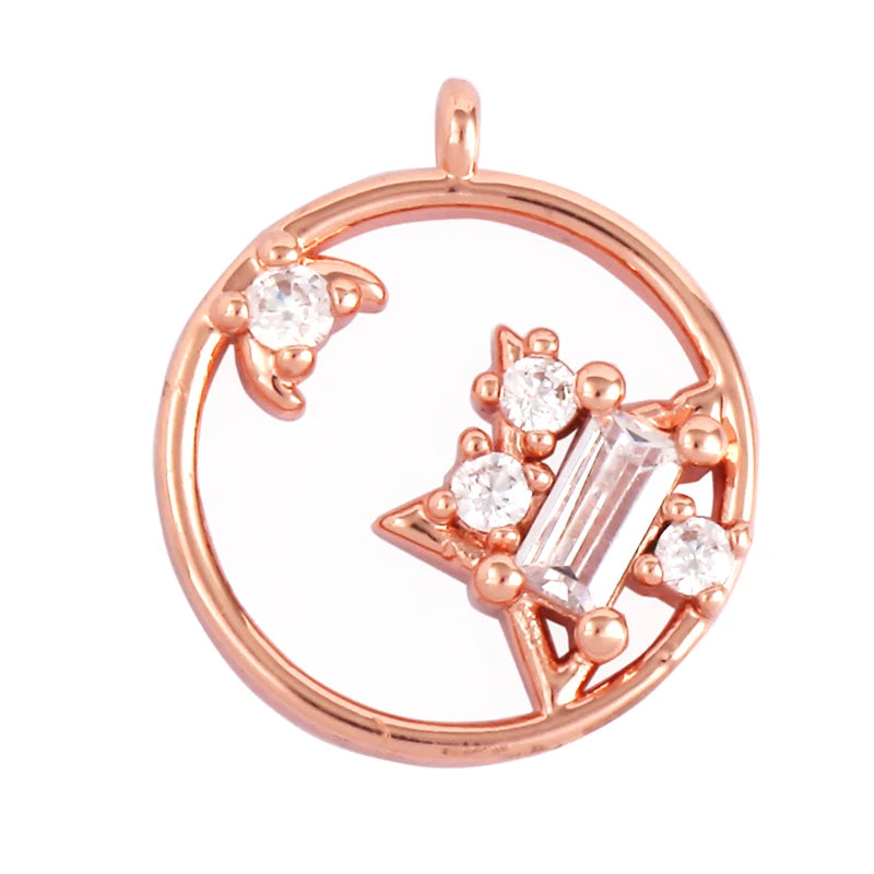 Sun Moon Star Space Celestial Compass Charm Pendant in Gold Colour , Jewelry Necklace Bracelet Making Supplies L93