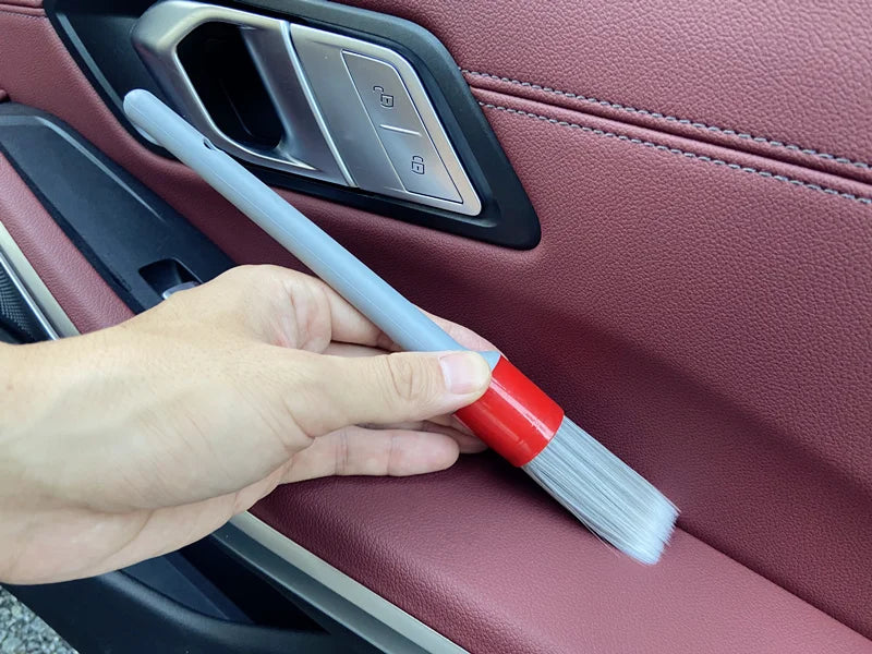 Lucullan Super Soft Synthetic Bristle Detailing Brushes Set PP Handle For Wheels,Tires, Engine Bay, Leather Seats, Door Panels