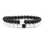 Hot Sale 2pcs/Set Couples Beaded Bracelets Tiger Eye Black Lava Natural Stone Beaded Bracelets Malachite Energy Elastic Jewelry