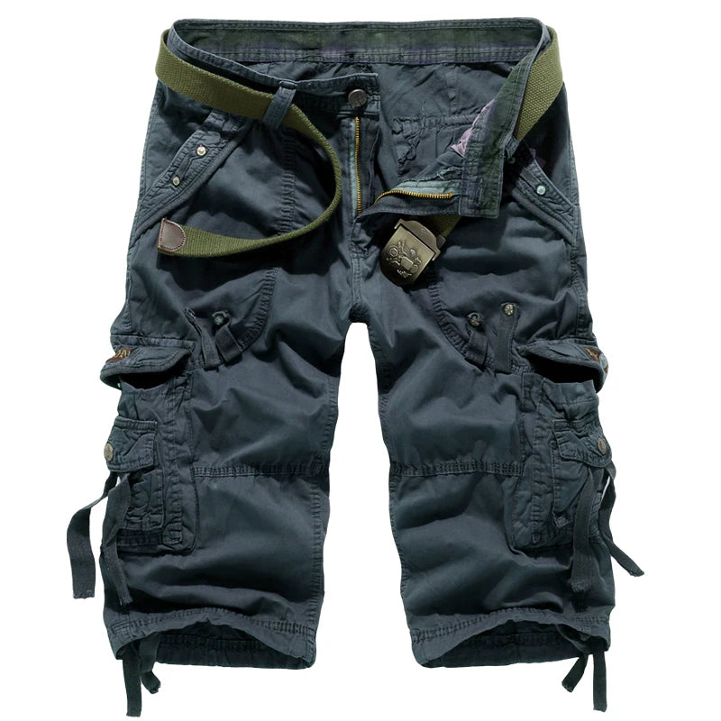 2025 Summer New High Quality Cargo Shorts Men Casual Workout Military Men's Shorts Multi Pocket Knee Length Short Pants