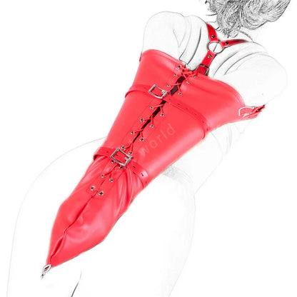 Sexy SM Restraint Arm Binder Behind Back Straight Jacket Leather Armbinder Slave Lockable Bondage Shoulder Straps Club Role play
