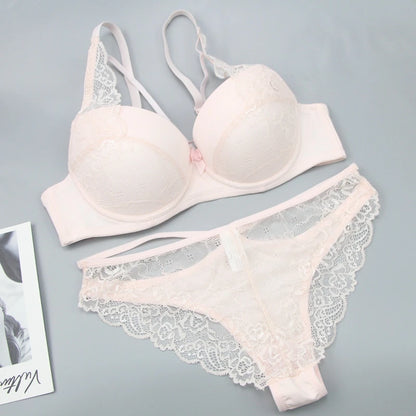 2021 New Sexy Women BCD Cup Bra Sets Lace Thong Hollow Out Underwear Panties Intimante Brief Female Girls Lingerie