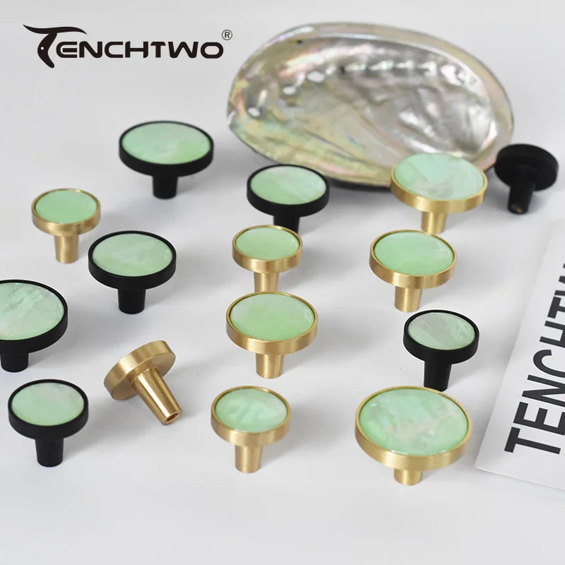 Natural Shell Gold Brass Wall Hooks Shoe Cabinet Knobs Closet Furniture Handle Wardrobe Drawer Pull Vintage Kitchen Accessories