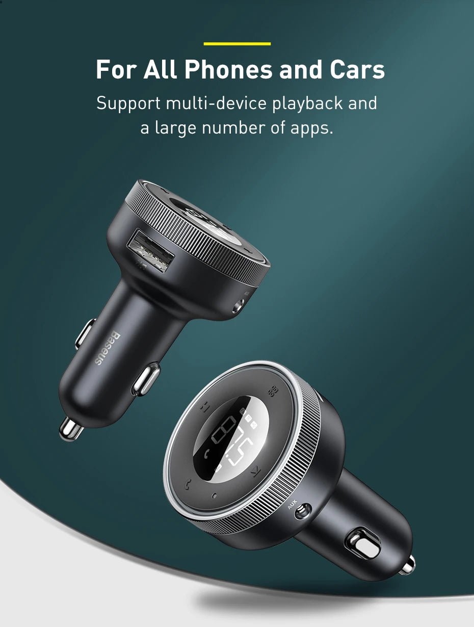 Baseus FM Transmitter Modulator Car Wireless Bluetooth 5.0 USB Fast Charger Auto Aux Radio Mp3 Player Music Hands Free Car Kit