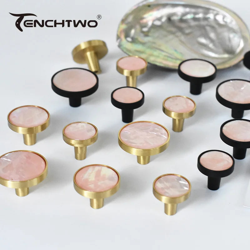 Natural Shell Gold Brass Wall Hooks Shoe Cabinet Knobs Closet Furniture Handle Wardrobe Drawer Pull Vintage Kitchen Accessories