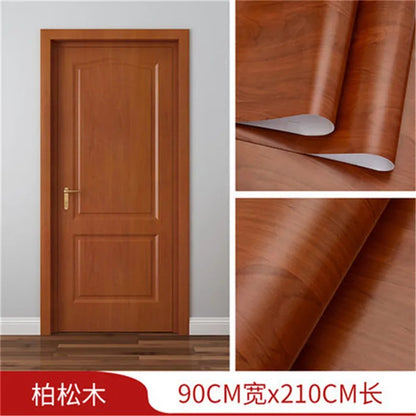 90x210cm/30X500cm Grey Wood Grain Wallpaper On The Door Adhesive  Furniture Refurbish Sticker Home Decor Wall Decal Door Sticker