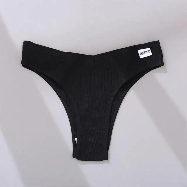 FINETOO 3/5Pcs Cotton Brazilian Panties Women's Panties Sexy V Waist T-Back Underwear Female Soft Underpants Lady Bikini Lingeri
