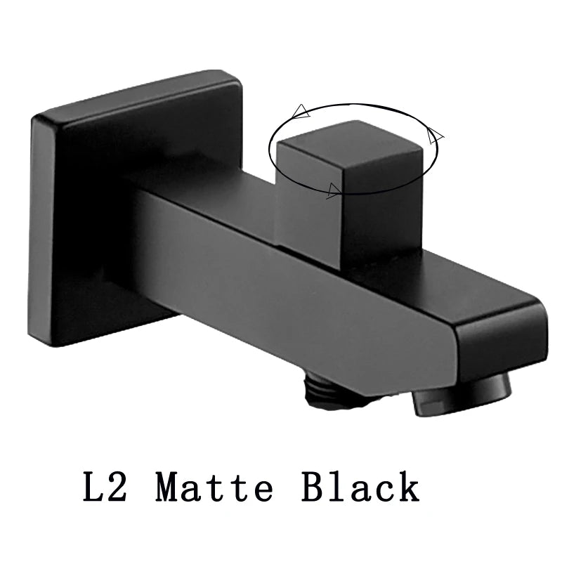 BECOLA Wall Mounted Faucet Spout Square and Round Brass Chrome/Black Spouts Waterfall Shower Faucet Accessories