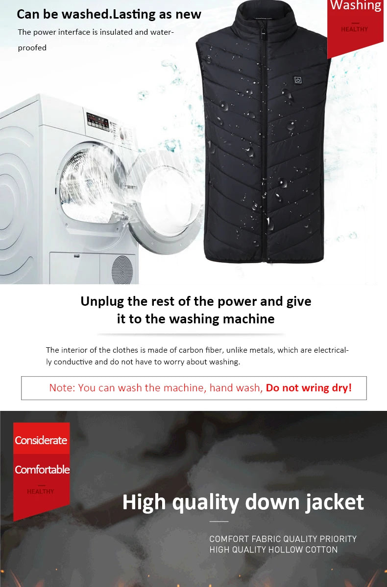 Men USB Infrared 17 Heating Areas Vest Jacket Men Winter Electric Heated Vest Waistcoat For Sports Hiking Oversized 5XL