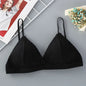 Women Cotton Push-Up Bra Ribbed Triangle Cup Bralette Wire-Free Bras Ladies Sexy Lingerie Simple Low Back Single Hook Underwear