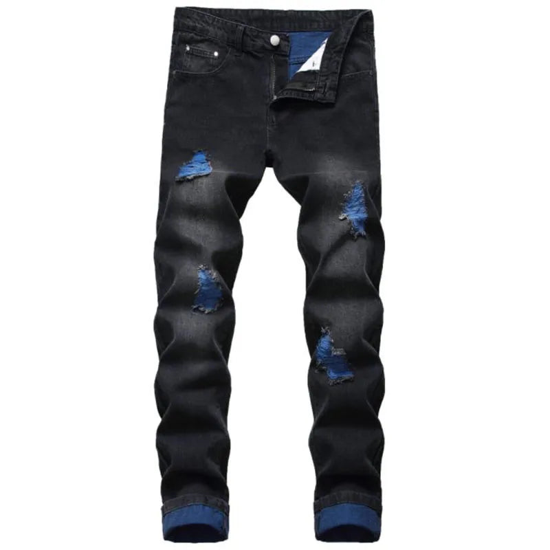 2022 New Fashion Mens Biker Jeans Punk Style Men Cargo Denim Pants  Zipper Pocket Motorcycle Jeans Male Pantalones Hombre