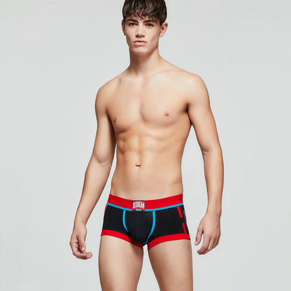 SEOBEAN Men's Low-Rise Boxer Briefs Cotton Underwear Soft Breathable Comfortable Shorts for Daily Casual Wear