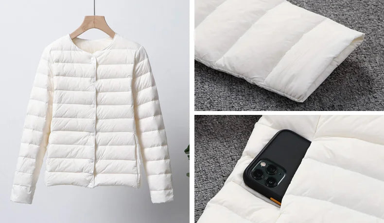 Ultra Thin Down Jacket Women Pink Womens Lightweight Down Jackets Ultra Light White Coat Warm Short Jackets Women