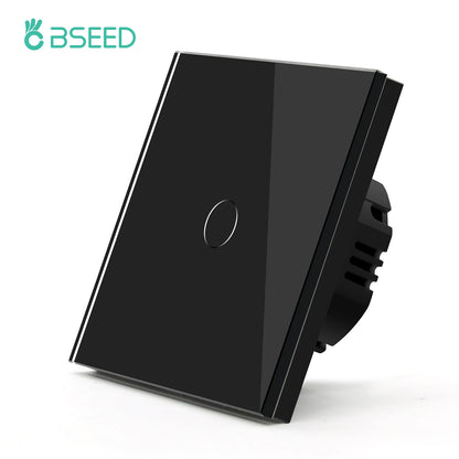 BSEED Touch Light Switch With EU USB Wall Sockets Black Wall Led Switches 1/2/3Gang 1Way Crystal Dark Blue Backlight Wall Switch