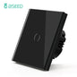 BSEED Touch Light Switch With EU USB Wall Sockets Black Wall Led Switches 1/2/3Gang 1Way Crystal Dark Blue Backlight Wall Switch