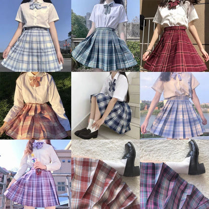 ZOKI Plaid Women Pleated Skirt Bow Knot Summer High Waist Preppy Girls Dance Mini Skirt Cute A Line Harajuku Sexy Japan Faldas