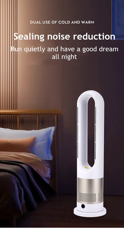 Bladeless Electric Tower Fan with Cold & Warm Air Cooling Standing Air Conditioner Heater with Timer Remote Control