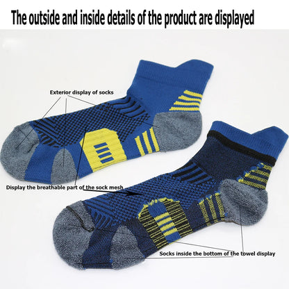 3Pairs Professional Sports Fitness Socks Towel Bottom Non-Slip Running Sock Men Women Short Quick-Drying Basketball Training Sox