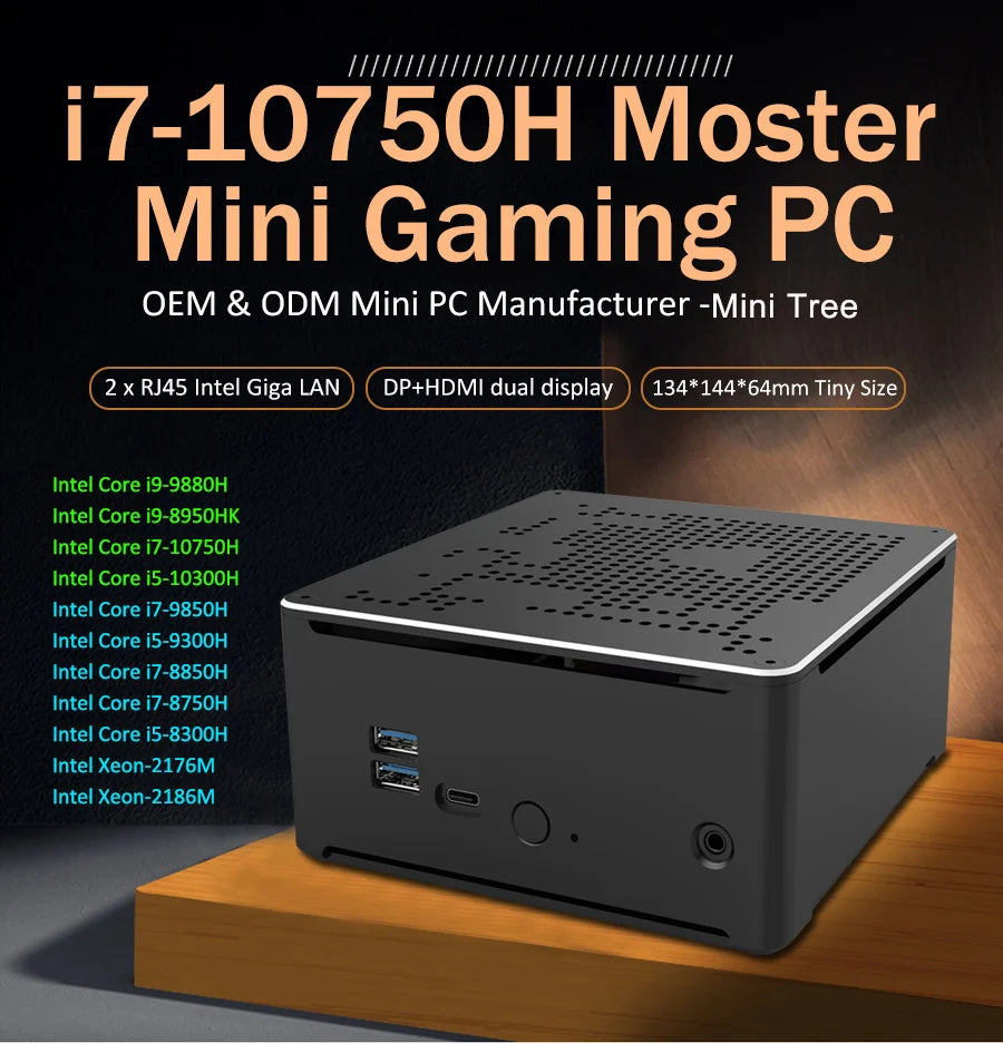 Intel Xeon 2176M ECC RAM Win11 Mini Gaming PC 2*DDR4 NVME 2Lans Office Gamer Desktop Mini Computer 2286M Web Mini Server Host