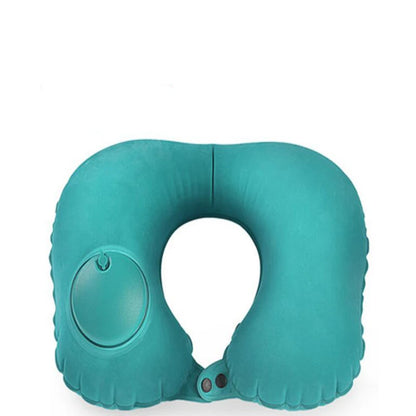 U-Shape Travel Pillow Automatic Air Inflatable Airplane Car Pillows Ring Pillow Folding Press Type Bed Pillows Neck Cushion