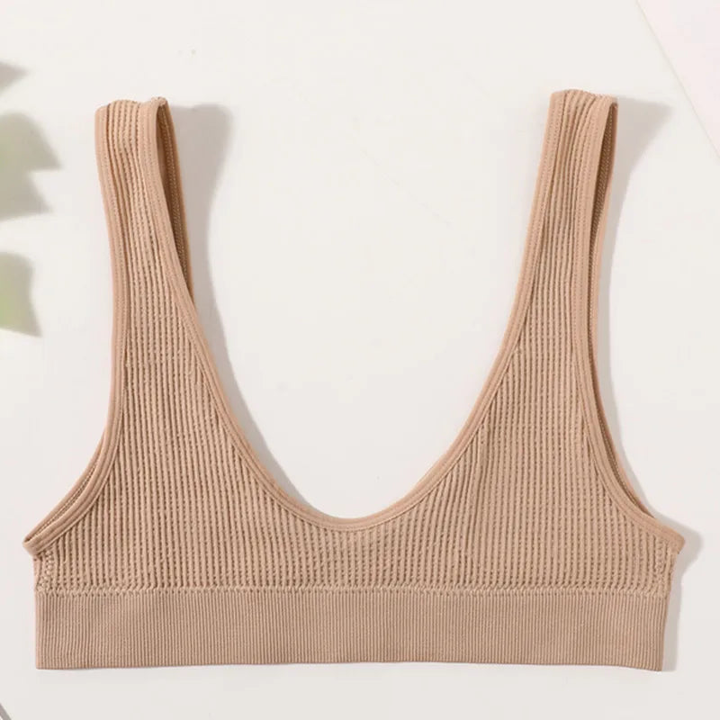 Women Push-Up Bra Small Cup Non-wire Bralette U-Neck Ribbed No-Pad Underwear Multiple Colors Crop Top Ladies Sexy Lingerie M-XL