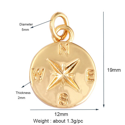Sun Moon Star Space Celestial Compass Charm Pendant in Gold Colour , Jewelry Necklace Bracelet Making Supplies L93