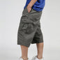 2025 Men Summer Multi-Pocket Baggy Cargo Cotton Calf Length Pants Casual Trouser Male Large Solid Color Shorts Plus Size Xl-6Xl