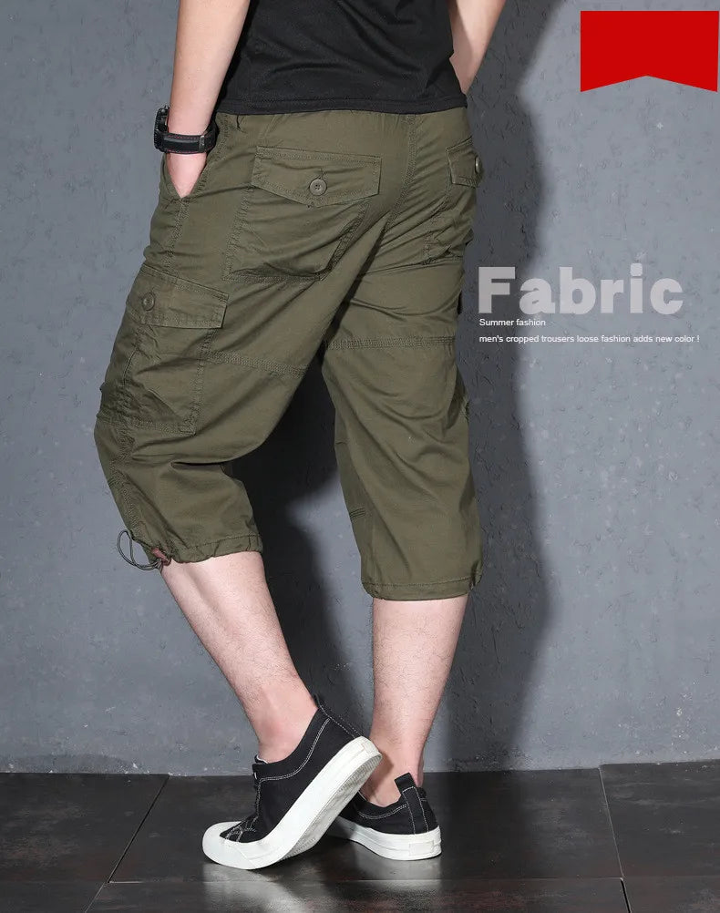 MRMT 2026 Brand Mens Capri Pants with Multiple Pockets Cargo Pants Casual Middle-aged Men Shorts Pant for Male Man Cropped Pants