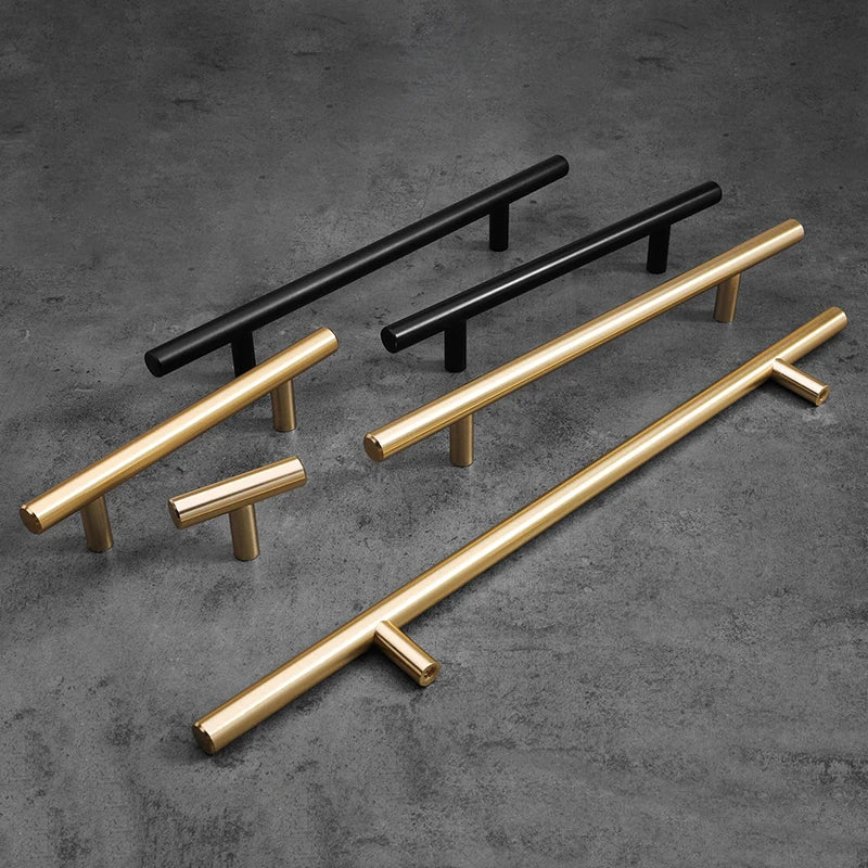 NAIERDI Brushed Gold Straight Door Handle Cabinet Handles Stainless Steel Black Kitchen Cabinet Knobs Furniture Hardware