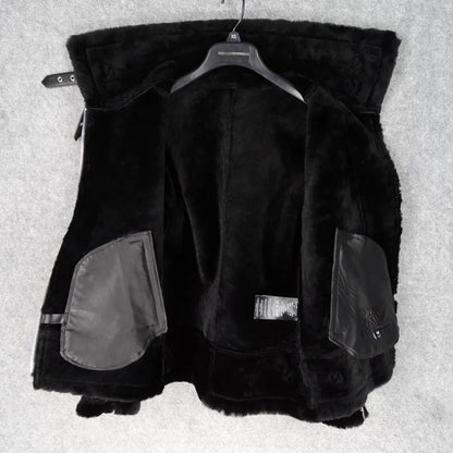 CC SHop Best.Guarantee Genuine leather jacket with fur.Winter warm women 100% shearling coat.Street sheepskin with wool jackets