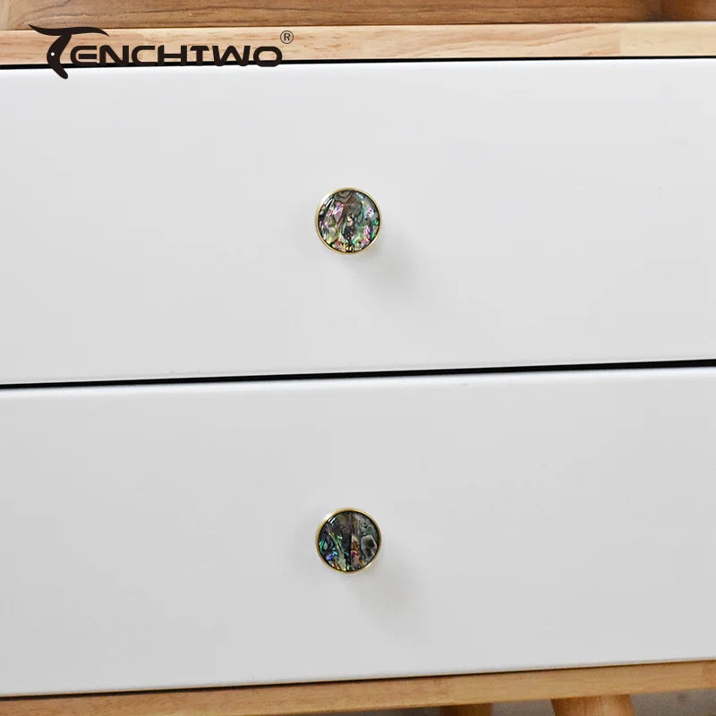 Natural Shell Gold Brass Wall Hooks Shoe Cabinet Knobs Closet Furniture Handle Wardrobe Drawer Pull Vintage Kitchen Accessories