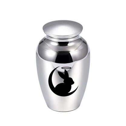 Christmas Gift Human 45x70mm Lovely Custom Jewelry Pet Souvenirs Aluminum Alloy Funeral Urn for Ashes- Rabbit and Moon