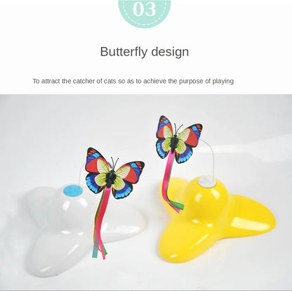 Electric Automatic Rotating Cat Toy Colorful Fluttering Butterfly Shape Funny Kitten Puppy Interactive Playing Toys Accessories