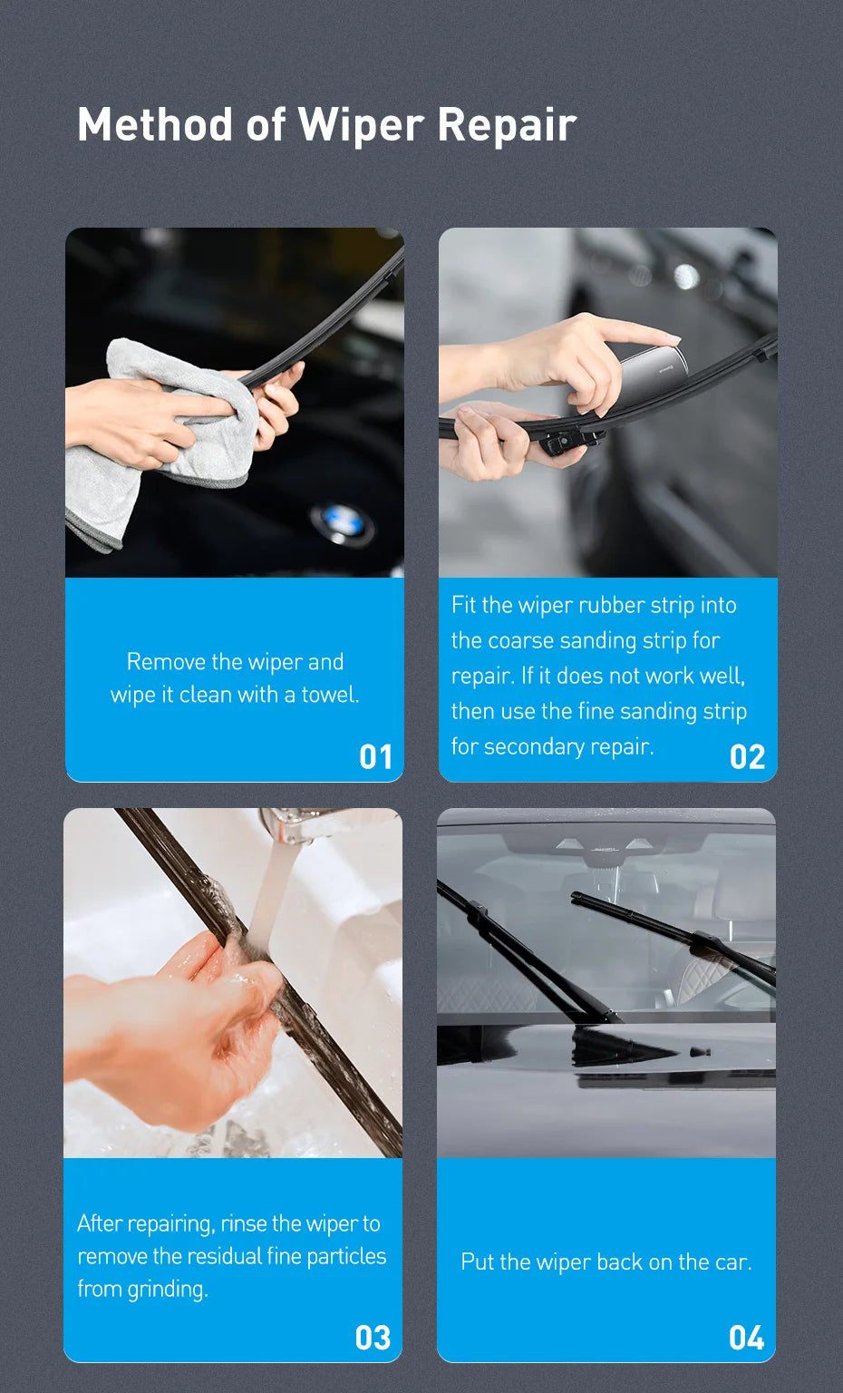 Baseus Car Wiper Blade Repair Universal Auto Windshield Wiper Refurbish Tool Car Windshield Wiper Blade Repair Kit Accessories