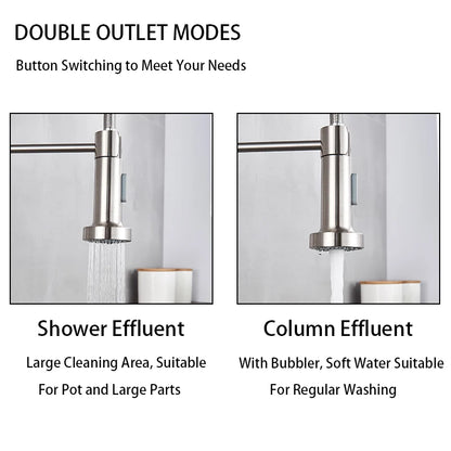 Spring Brushed Kitchen Sink Faucet Pull Down Sprayer Nozzle Single Handle Faucets Mixer Hot Cold Stainless Steel Modern