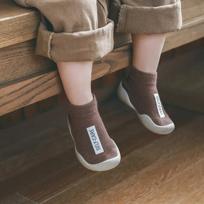 Baby Shoes Toddler First Walkers Infant Boys Girls Kids Rubber Soft Non-Slip Sole Floor Barefoot Casual Shoes Knit Booties