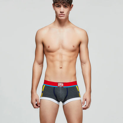 SEOBEAN Men's Low-Rise Boxer Briefs Cotton Underwear Soft Breathable Comfortable Shorts for Daily Casual Wear