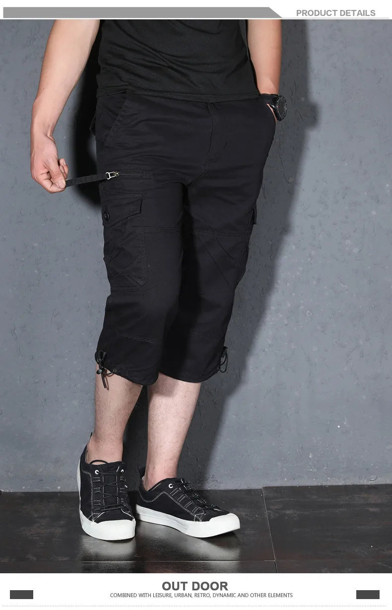 MRMT 2026 Brand Mens Capri Pants with Multiple Pockets Cargo Pants Casual Middle-aged Men Shorts Pant for Male Man Cropped Pants