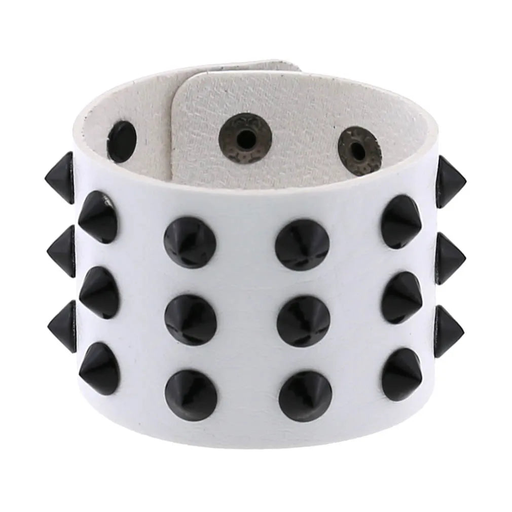 Gothic Punk Hip Hop Rock Spike Rivet Stud PU Leather Wristband Bracelet Bangle