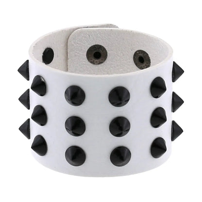 Gothic Punk Hip Hop Rock Spike Rivet Stud PU Leather Wristband Bracelet Bangle