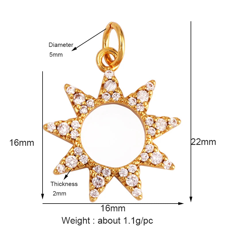 Sun Moon Star Space Celestial Compass Charm Pendant in Gold Colour , Jewelry Necklace Bracelet Making Supplies L93