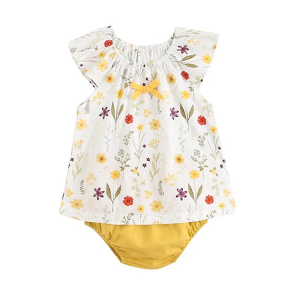 Sanlutoz Summer Baby Clothes Sets Flower Toddler Tops + Bottoms 2pcs Casual Cotton Baby Outfits Sets