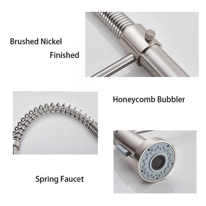 Spring Brushed Kitchen Sink Faucet Pull Down Sprayer Nozzle Single Handle Faucets Mixer Hot Cold Stainless Steel Modern