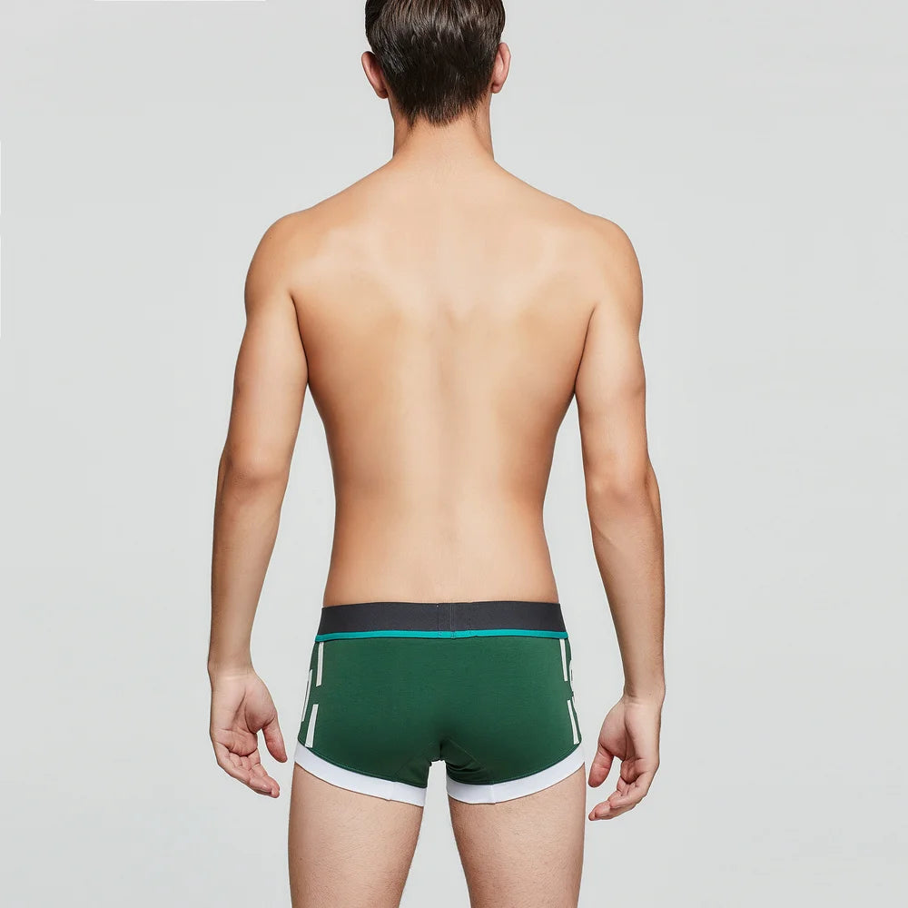 SEOBEAN Men's Low-Rise Boxer Briefs Cotton Underwear Soft Breathable Comfortable Shorts for Daily Casual Wear