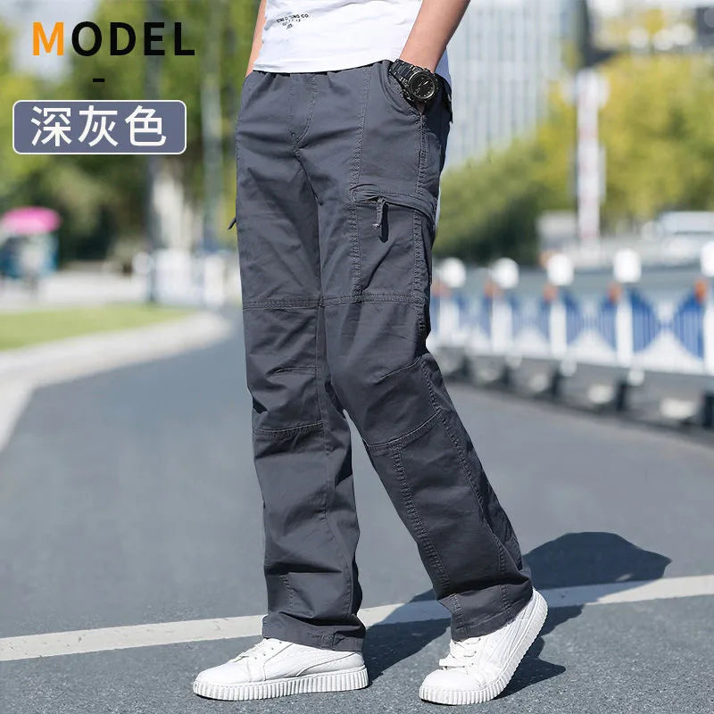 Men's Cargo Pants Loose Straight Pants Plus Size Clothing Work Wear Korean Japanese Joggers Homme Sports Cotton Casual Trousers