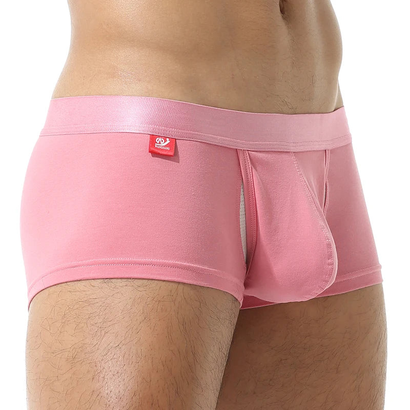 Open Front Underwear Men Cotton Sexy Men's Boxer Shorts Panties Breathable Pouch Bulge Underpants Male