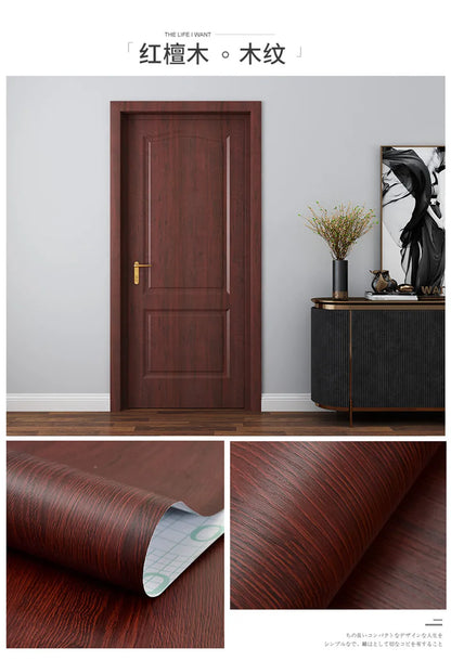 90x210cm/30X500cm Grey Wood Grain Wallpaper On The Door Adhesive  Furniture Refurbish Sticker Home Decor Wall Decal Door Sticker