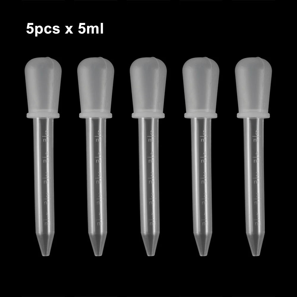 2/5pcs 5ml Clear Silicone Dropper Graduated Pipette Liquid Food Dropper for Epoxy Resin Candy Molds Jewelry Making Tools